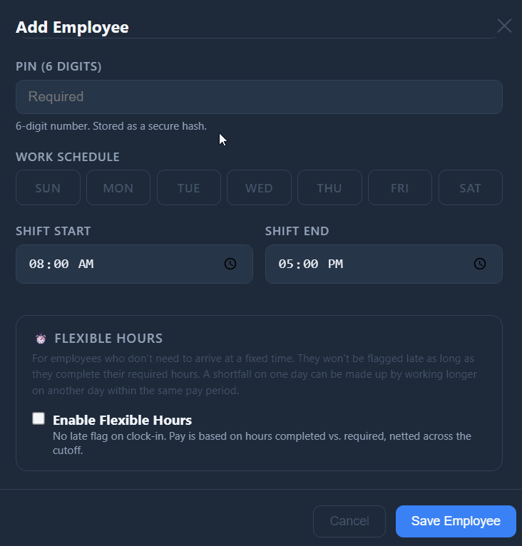 Add Employee form — part 4 of 4