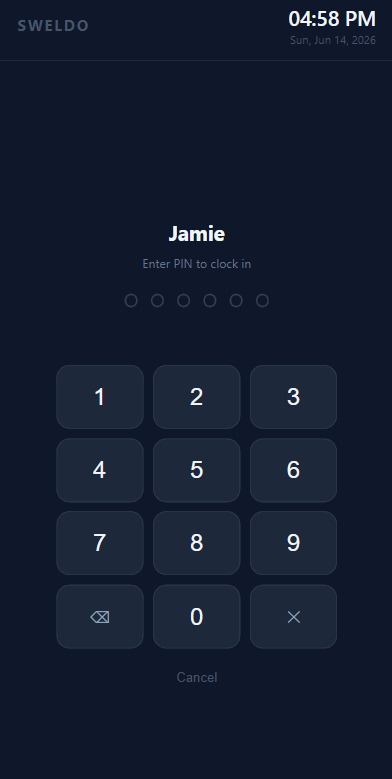 Success screen — Clocked IN with time and late detail